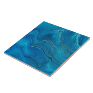 Azulejo De Cerâmica Abstração do Agato de Mármaco Azul e Teto