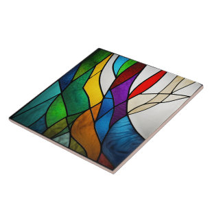 Azulejo De Cerâmica Abstração do Mosaico de Vidro Colorido