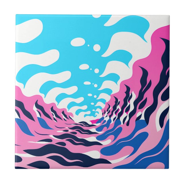 Azulejo De Cerâmica Abstract Dream Wave – Vibrant Surreal Flow (Frente)