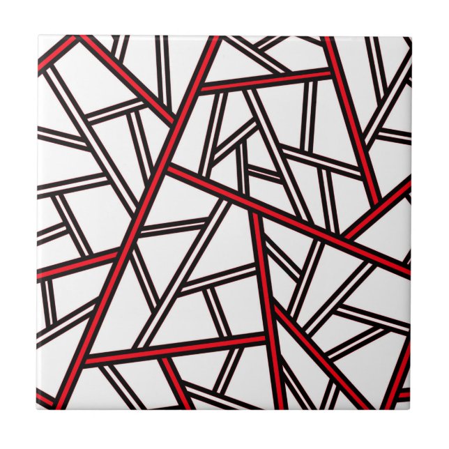 Azulejo De Cerâmica Abstract geometric pattern - red, black and white. (Frente)