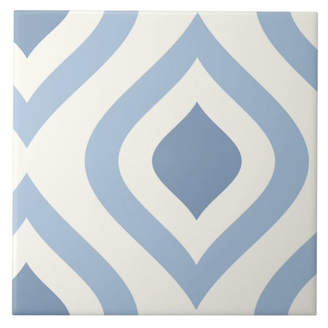 Azulejo De Cerâmica Abstract geometrical, blue and off white (Frente)