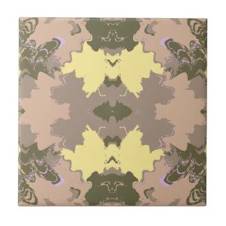 Azulejo De Cerâmica Abstract Painting, Peach, Pale Yellow, Olive color