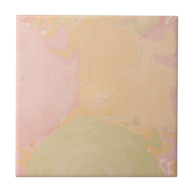 Azulejo De Cerâmica Abstract Pastel Swirl Peach (Frente)