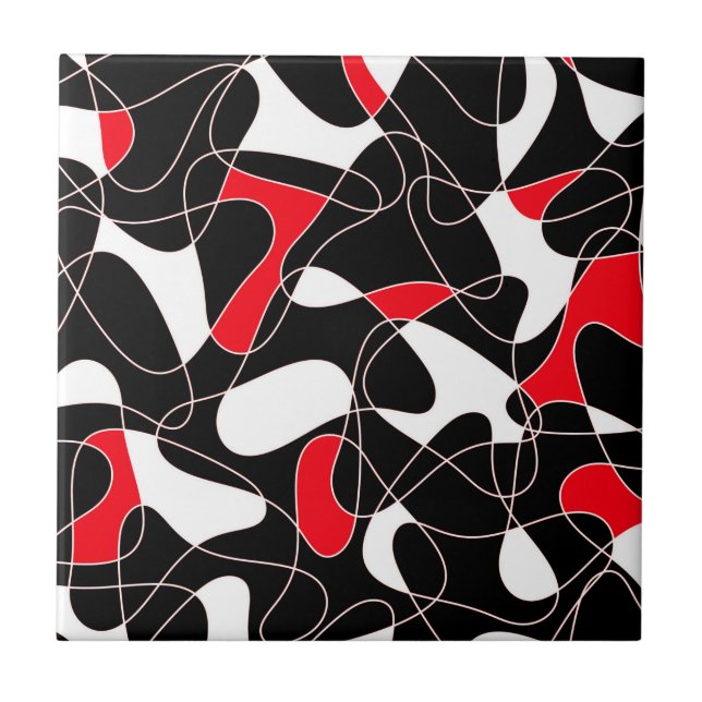 Azulejo De Cerâmica Abstract pattern - red, black and white. (Frente)