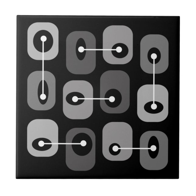 Azulejo De Cerâmica Abstract Squishy Cubes Black Silver (Frente)