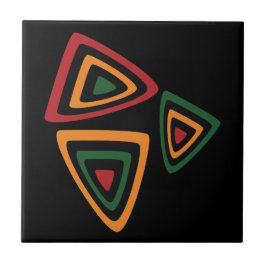 Azulejo De Cerâmica Abstract Tribal Shapes Pattern in Red, Gold, Green