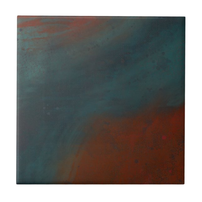 Azulejo De Cerâmica Abstrato 1: Vermelho e azul (Frente)