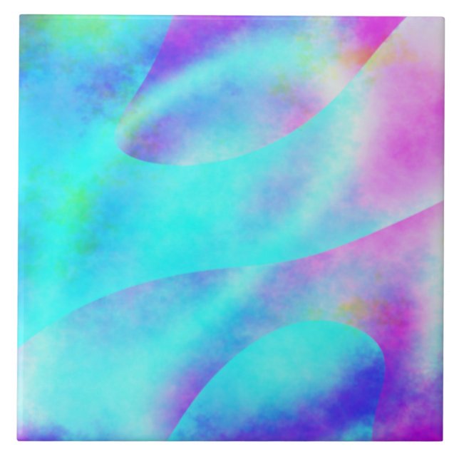 Azulejo De Cerâmica Abstrato Arco-íris Design de corrente (Frente)