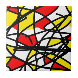 Azulejo De Cerâmica Abstrato Art Bold Bright Happy Red