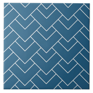 Azulejo De Cerâmica Abstrato Art Deco Style Marine Blue Cerâmica azule