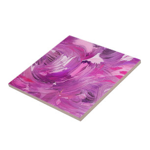 Azulejo De Cerâmica Abstrato Art Moderno Rosa Rosa Phorplo Branco