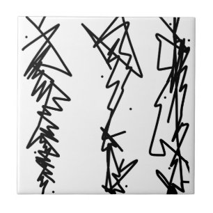 Azulejo De Cerâmica Abstrato Art Sketch Black White