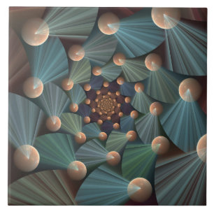 Azulejo De Cerâmica Abstrato, Arte Fractal Com Profundidade De Azul De
