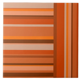 Azulejo De Cerâmica Abstrato assimétrico do padrão de faixas laranja