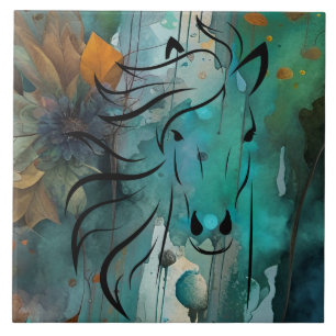 Azulejo De Cerâmica Abstrato Autumn art Wild Horse