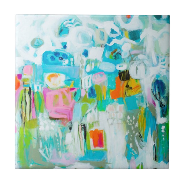 Azulejo De Cerâmica Abstrato azul (Frente)