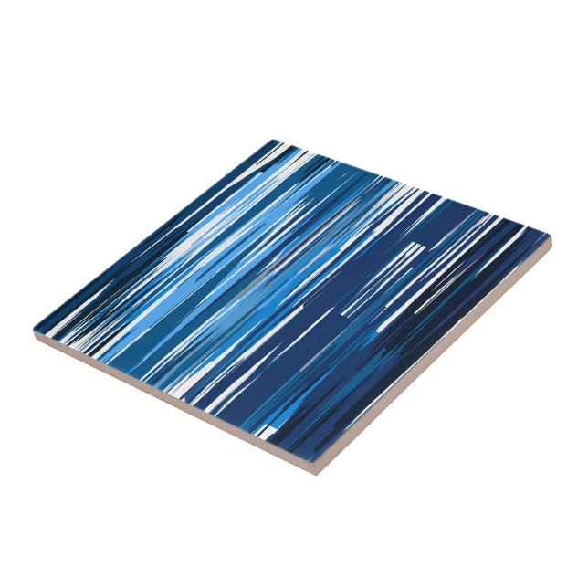Azulejo De Cerâmica Abstrato azul e branco (Lateral)
