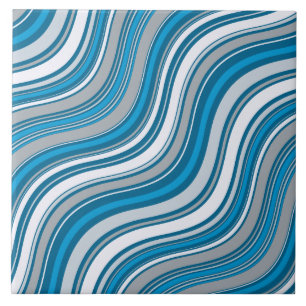 Azulejo De Cerâmica Abstrato Azul e Cinza Fitas