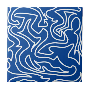 Azulejo De Cerâmica Abstrato Azul-preto-branco, com vibrações positi