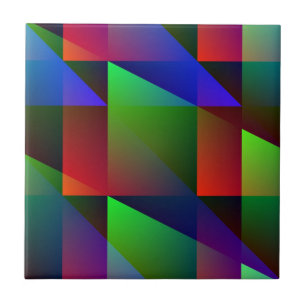 Azulejo De Cerâmica Abstrato azul, verde, vermelho digital
