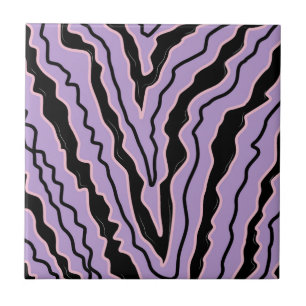 Azulejo De Cerâmica Abstrato Black Purple Marble Stripe Bold Modern