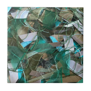 Azulejo De Cerâmica Abstrato boho colorido verde oliva cinza azul turq