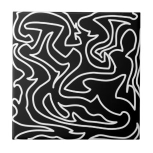 Azulejo De Cerâmica Abstrato branco preto-escuro, com vibrações positi