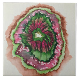 Azulejo De Cerâmica Abstrato Burst Pink e Verde