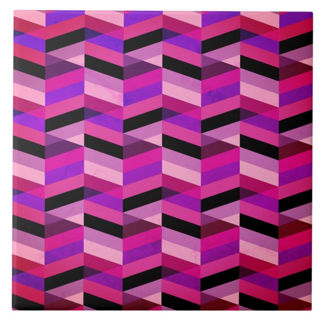 Azulejo De Cerâmica Abstrato Chevron/Herringbone | Rúpias e Violetas (Frente)