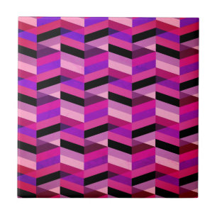 Azulejo De Cerâmica Abstrato Chevron/Herringbone Rúpias e Violetas