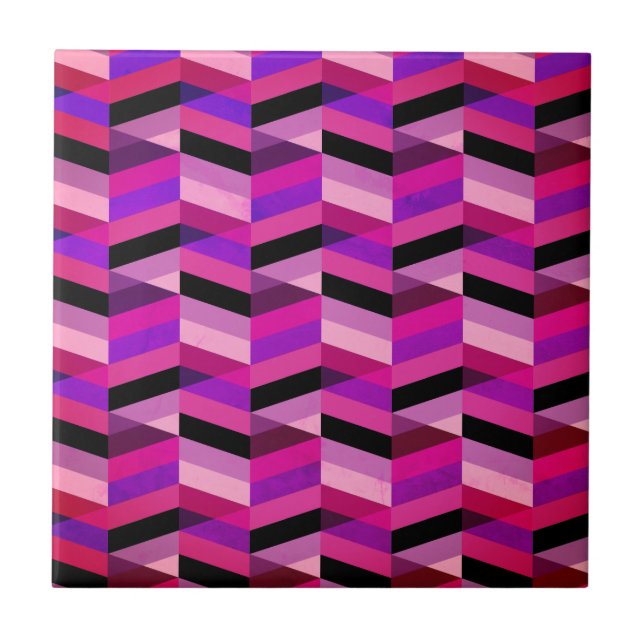 Azulejo De Cerâmica Abstrato Chevron/Herringbone | Rúpias e Violetas (Frente)