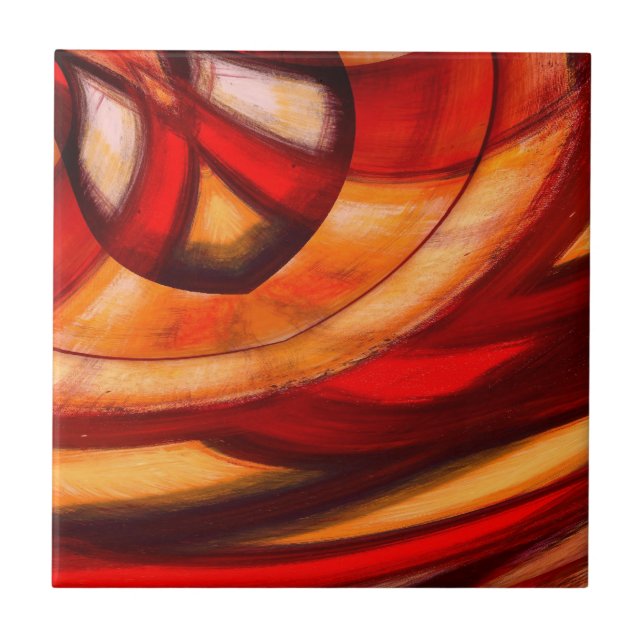 Azulejo De Cerâmica Abstrato - Círculos Fractais Poster Impressão (Frente)