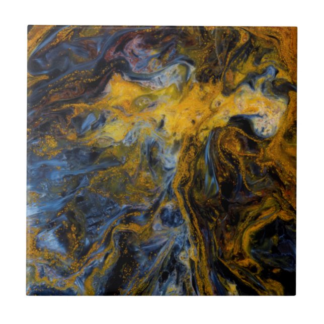 Azulejo De Cerâmica Abstrato close up de Pietersite (Frente)