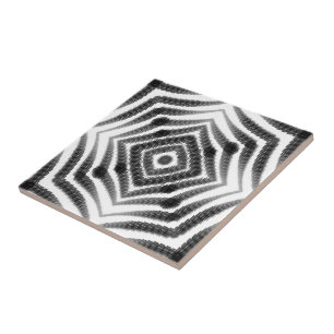Azulejo De Cerâmica Abstrato Cobra de Pele Óssea Negra E Branca