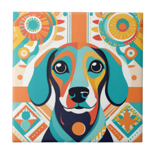 Azulejo De Cerâmica Abstrato coloidal dachshund art