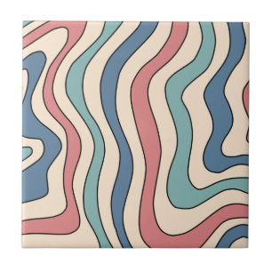 Azulejo De Cerâmica Abstrato Colorida Retroativa com Faixa Onda Modern