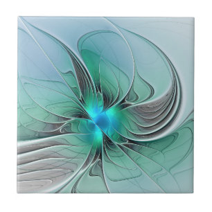 Azulejo De Cerâmica Abstrato Com Arte Fractal Azul E Moderna