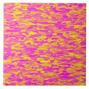 Azulejo De Cerâmica Abstrato cor-de-rosa amarelo-amarelo