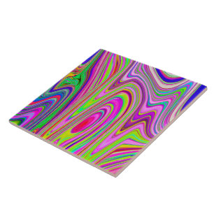 Azulejo De Cerâmica Abstrato cor-de-rosa e amarelo-trilha