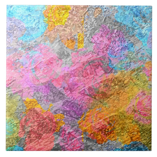 Azulejo De Cerâmica Abstrato Cores (Frente)