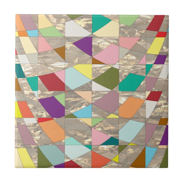 Azulejo De Cerâmica Abstrato Cores Douradas (Frente)