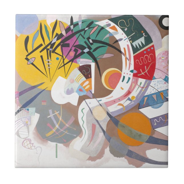 Azulejo De Cerâmica Abstrato da curva dominante de Kandinsky (Frente)