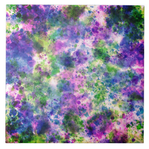 Azulejo De Cerâmica Abstrato de abertura de pintura azul roxa verde