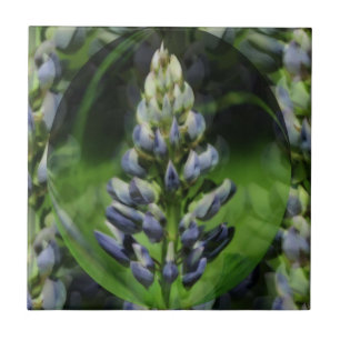 Azulejo De Cerâmica Abstrato de Arte com Flor Azul
