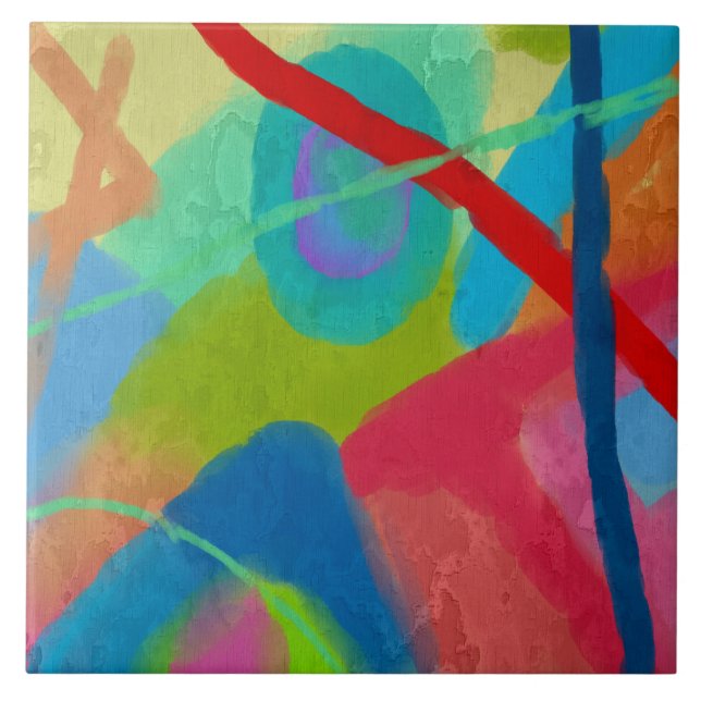 Azulejo De Cerâmica Abstrato de Arte Funky (Frente)