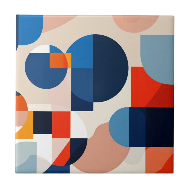 Azulejo De Cerâmica Abstrato de Arte Geométrica do Meio século Escandi (Frente)