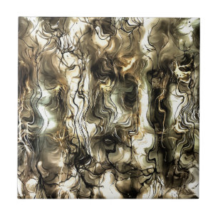 Azulejo De Cerâmica Abstrato de arte nervosa energética em amarelo e G