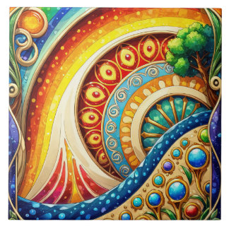Azulejo De Cerâmica Abstrato de-arte radiante
