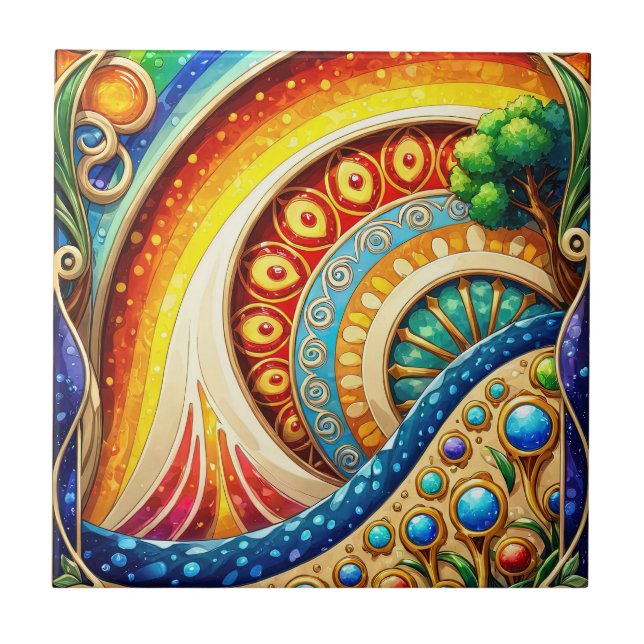 Azulejo De Cerâmica Abstrato de-arte radiante (Frente)