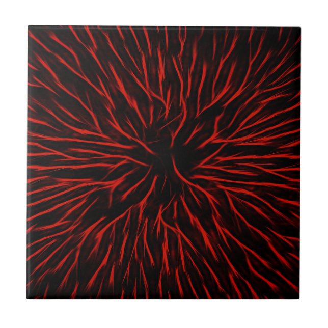 Azulejo De Cerâmica Abstrato de Disparador de Fogo Quente Vermelho (Frente)